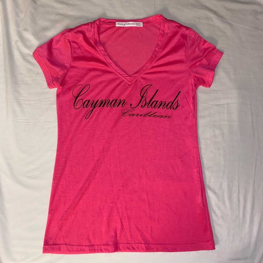 Cayman Islands Pink V-Neck Shirt
